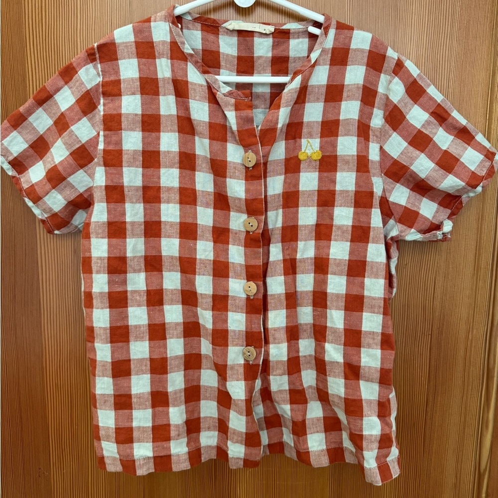 FIN AND VINCE gingham button up